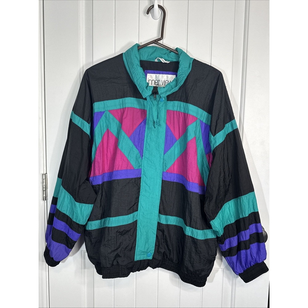 Vintage 80s Inner View Women's Colorblock Track Jacket Windbreaker